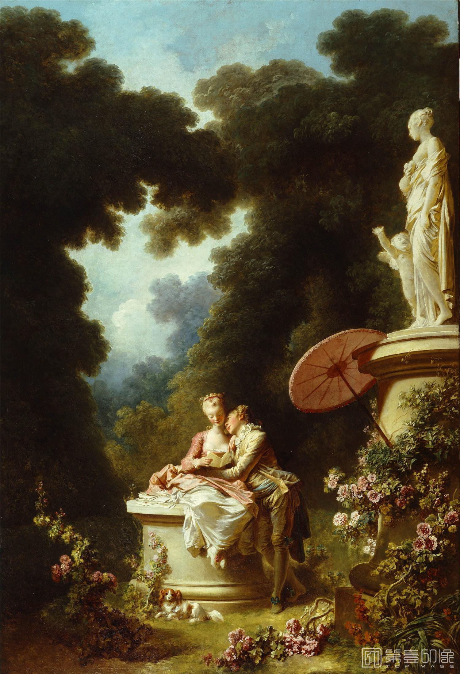 油画-美国弗里克美术馆藏画-Jean-Honoré Fragonard - The Progress of LoveLove Letters, 1771-1772-137